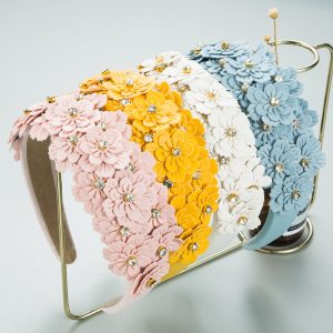 Korean Style Small Fresh Color Flower Glass Drill Retro Headband Female Trend Hairband Hair Accessories