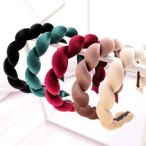 Velvet Headband Autumn and Winter Velvet Sponge Braid Headband Hairpin Winding Women's Hairband